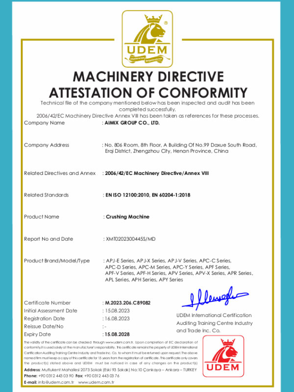 Certificado de CE de Trituradoras de Piedra con Impacto