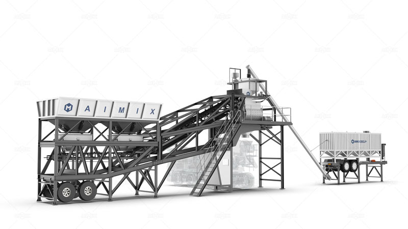 AJY-60 Planta de Hormigón Móvil con Silo Horizontal de Cemento