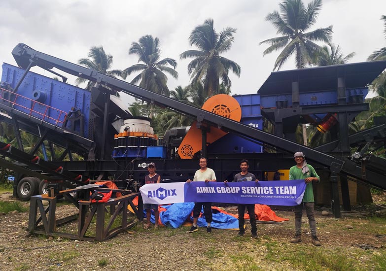 4 en 1 Trituradora de Quijada Móvil con Chancadora Cónica en Filipinas